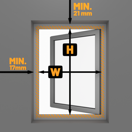 Fönster bredd och höjd för rullinsektsnät (mm)